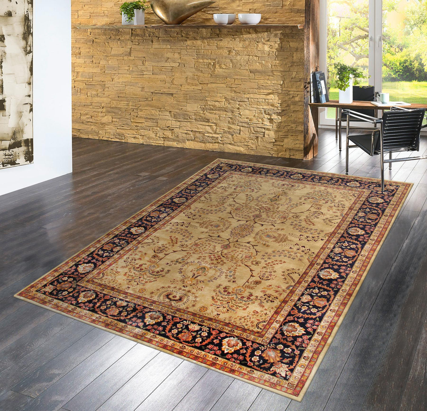 Canvello Sarouk Hand - Knotted Lamb's Wool Area Rug - 8' X 9'8" - Canvello