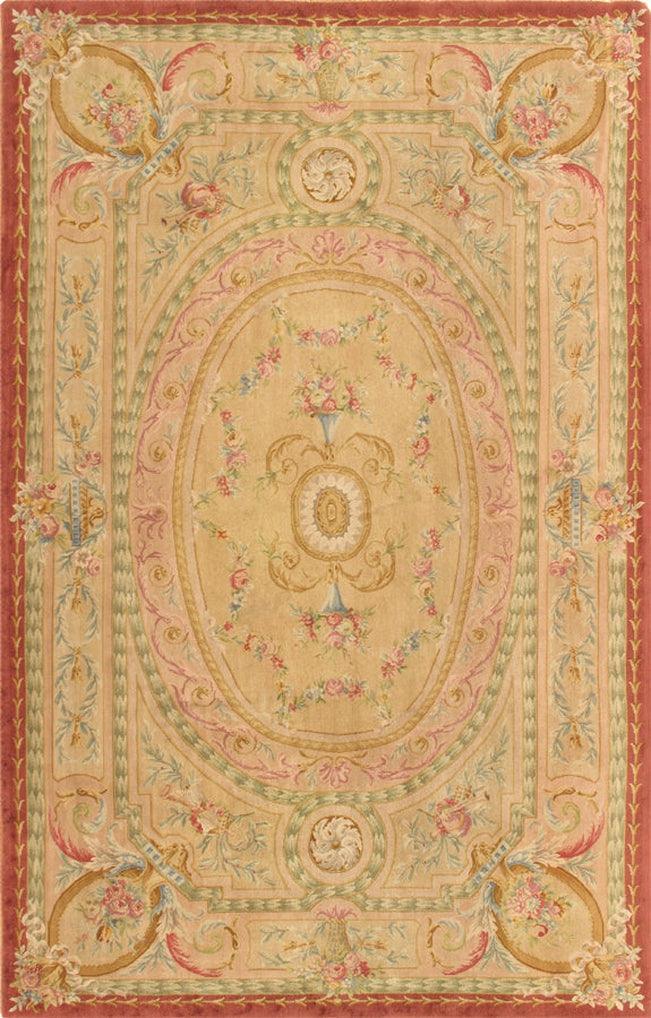 Canvello Savonnerie Hand-Knotted Lamb's Wool Area Rug- 8'11" X 13'9"