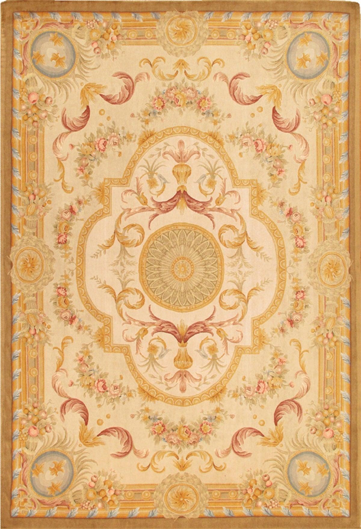 Canvello Savonnerie Hand-Knotted Lamb's Wool Area Rug- 9'7" X 14'1"