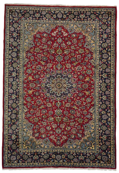 Canvello Semi - Antique 1990 Hand Made Formal Medallion Middle East Yalameh Rug - 8'0'' X 11'5'' - Canvello