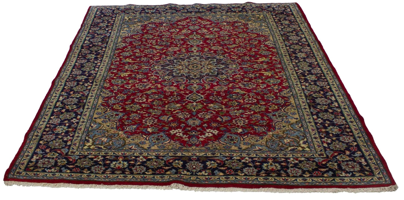 Canvello Semi - Antique 1990 Hand Made Formal Medallion Middle East Yalameh Rug - 8'0'' X 11'5'' - Canvello