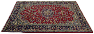 Canvello Semi - Antique 1990 Hand Made Formal Medallion Middle East Yalameh Rug - 8'0'' X 11'5'' - Canvello