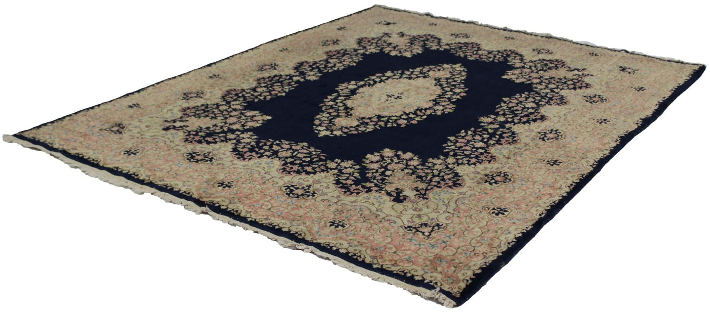 Canvello Semi - Antique Formal Medallion Kerman Rug - 7'8'' X 9'8'' - Canvello