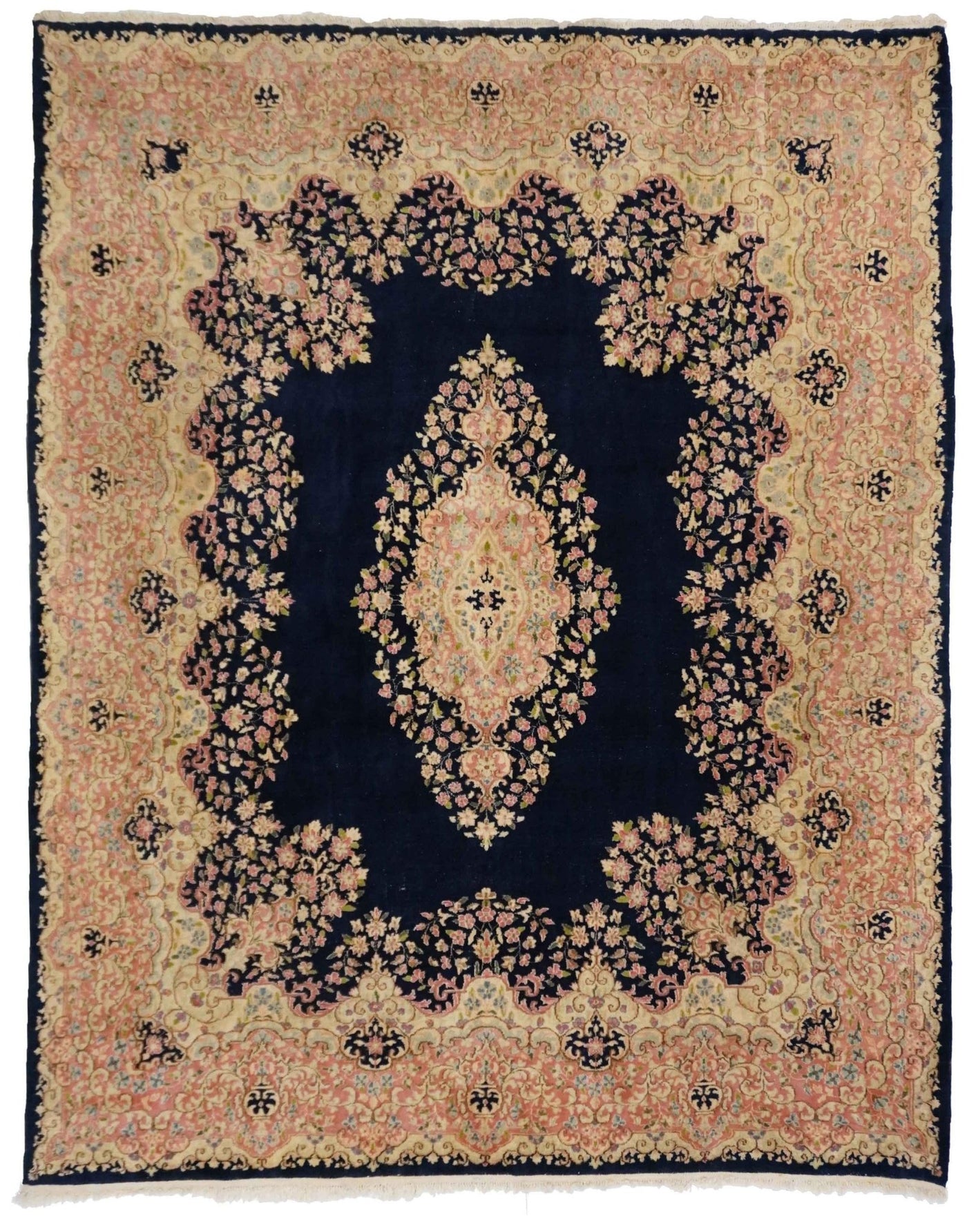 Canvello Semi - Antique Formal Medallion Kerman Rug - 7'8'' X 9'8'' - Canvello