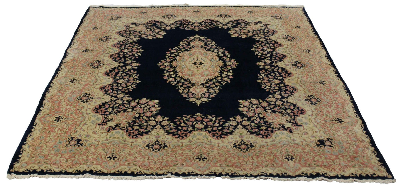 Canvello Semi - Antique Formal Medallion Kerman Rug - 7'8'' X 9'8'' - Canvello