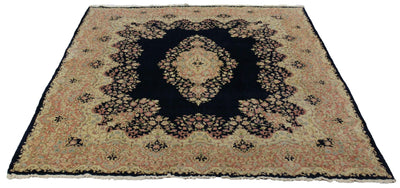 Canvello Semi - Antique Formal Medallion Kerman Rug - 7'8'' X 9'8'' - Canvello