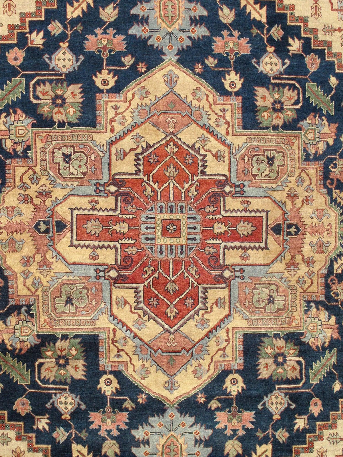 Canvello Serapi Collection Hand - Knotted Navy/Rust Wool Area Rug - 4'11" X 7'0" - Canvello