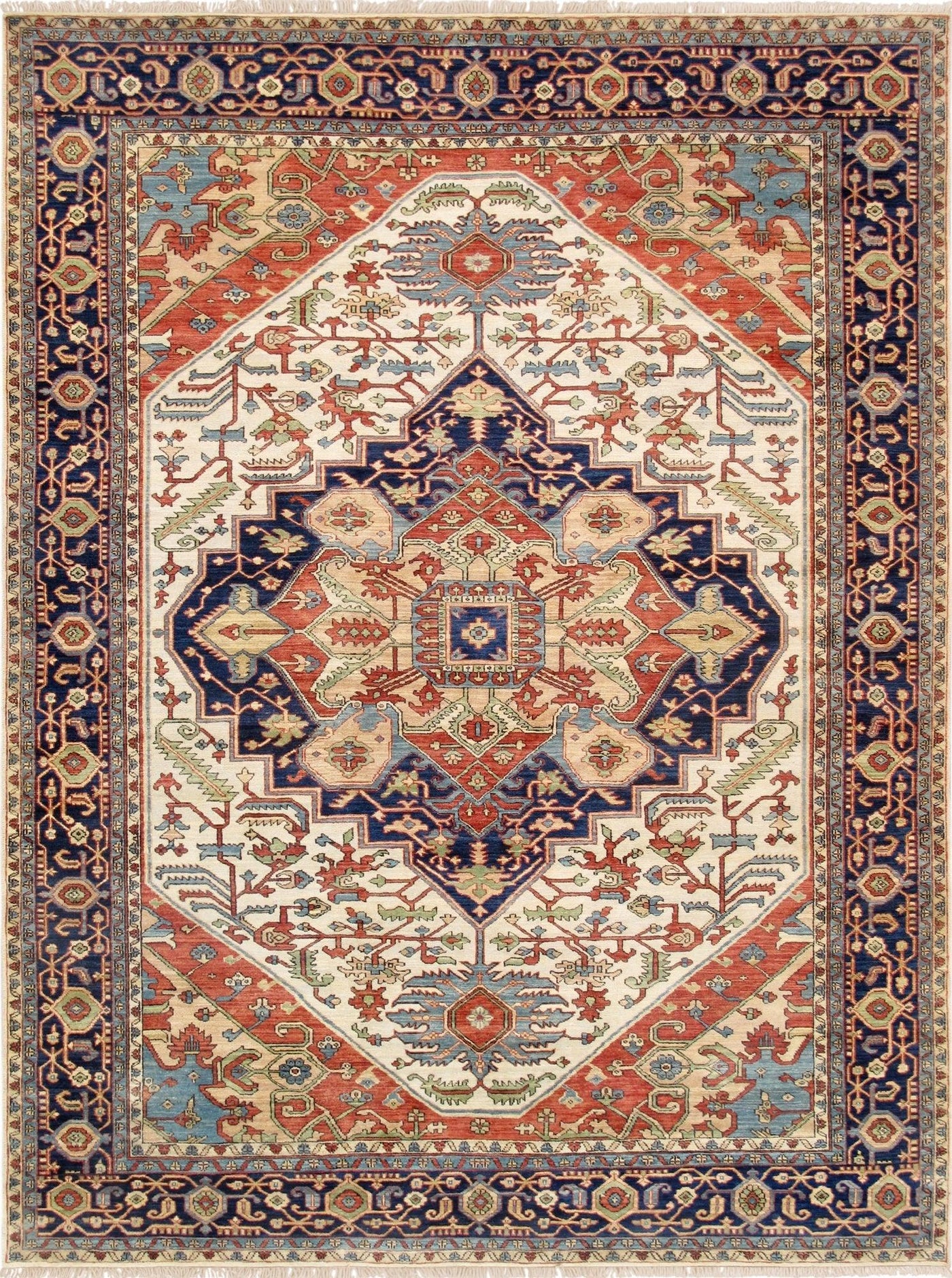 Canvello Serapi Hand - Knotted Ivory Wool Area Rug - 5'1" X 7' - Canvello