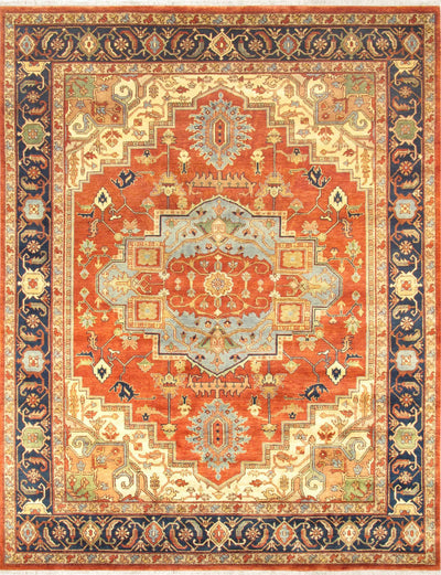 Canvello Serapi Hand-Knotted Rust Wool Area Rug-10'1" X 13'11"
