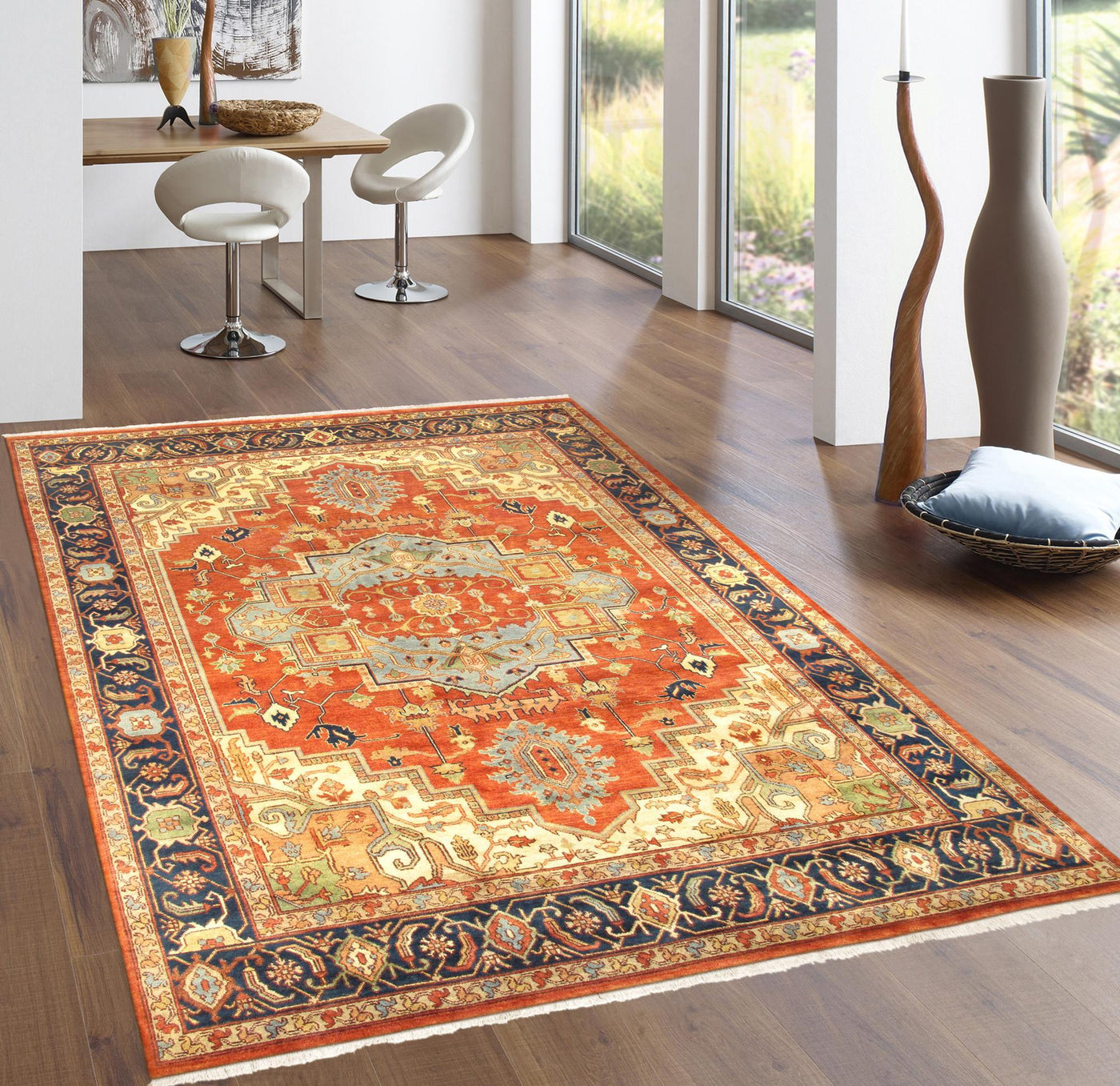 Canvello Serapi Hand-Knotted Rust Wool Area Rug-10'1" X 13'11"
