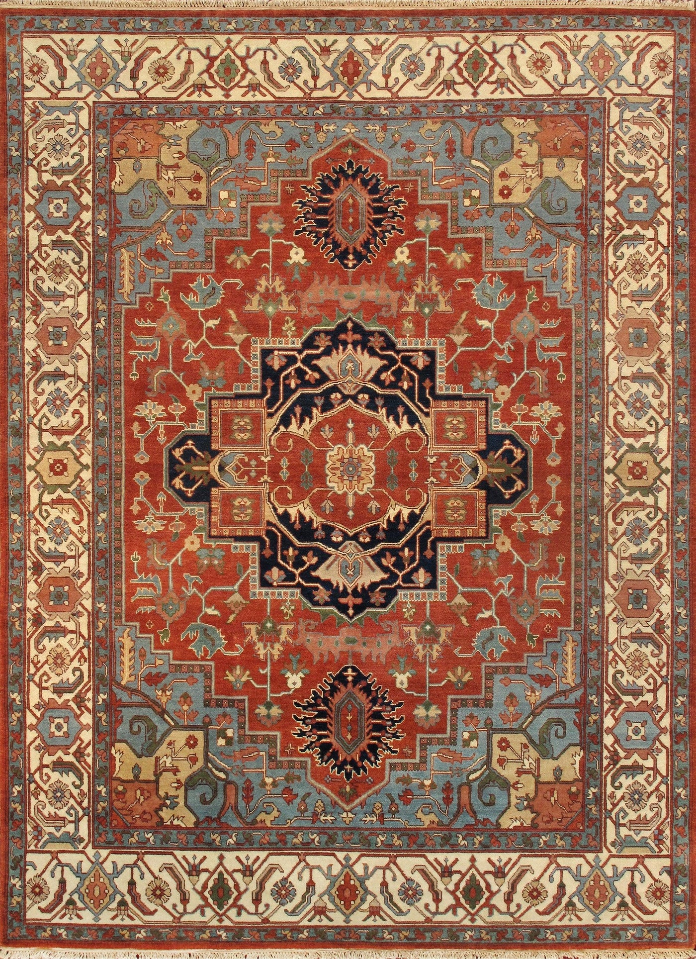 Canvello Serapi Hand-Knotted Rust Wool Area Rug - 11'10" X 15'2"
