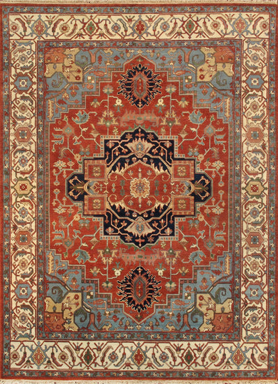 Canvello Serapi Hand-Knotted Rust Wool Area Rug - 11'10" X 15'2"