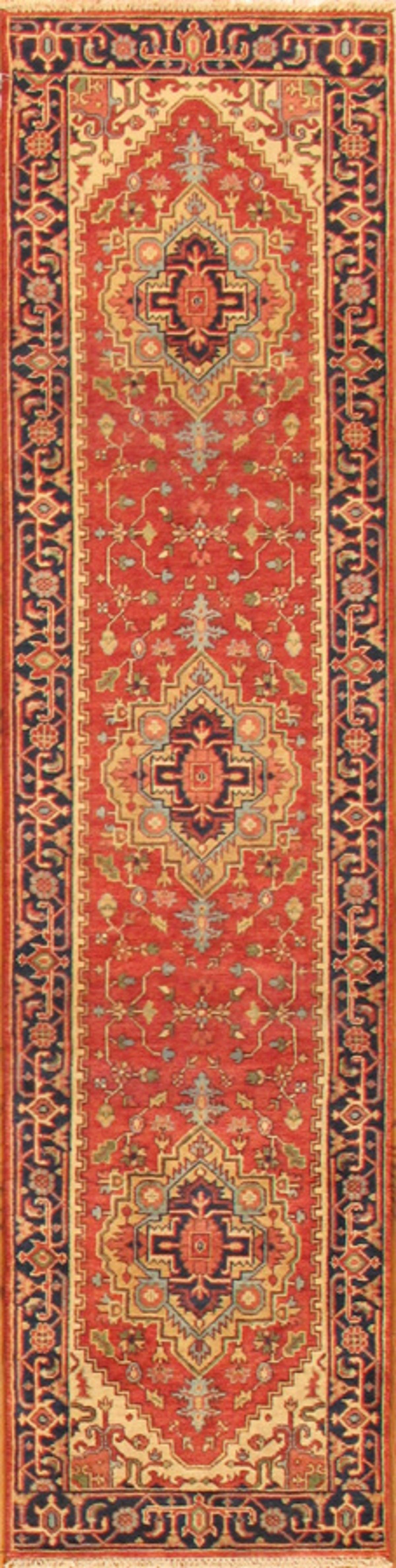 Canvello Serapi Hand-Knotted Rust Wool Area Rug- 2'6" X 7'11"