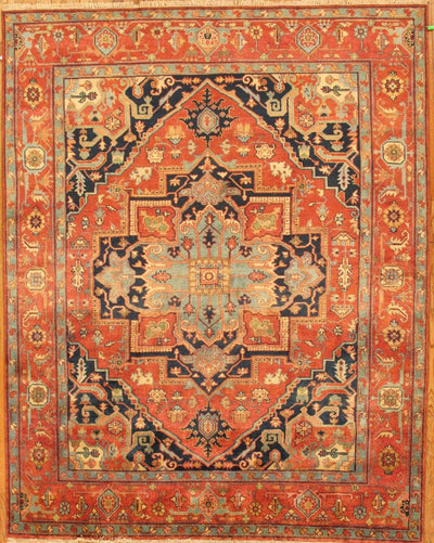 Canvello Serapi Hand-Knotted Rust Wool Area Rug- 5'1" X 7'10"