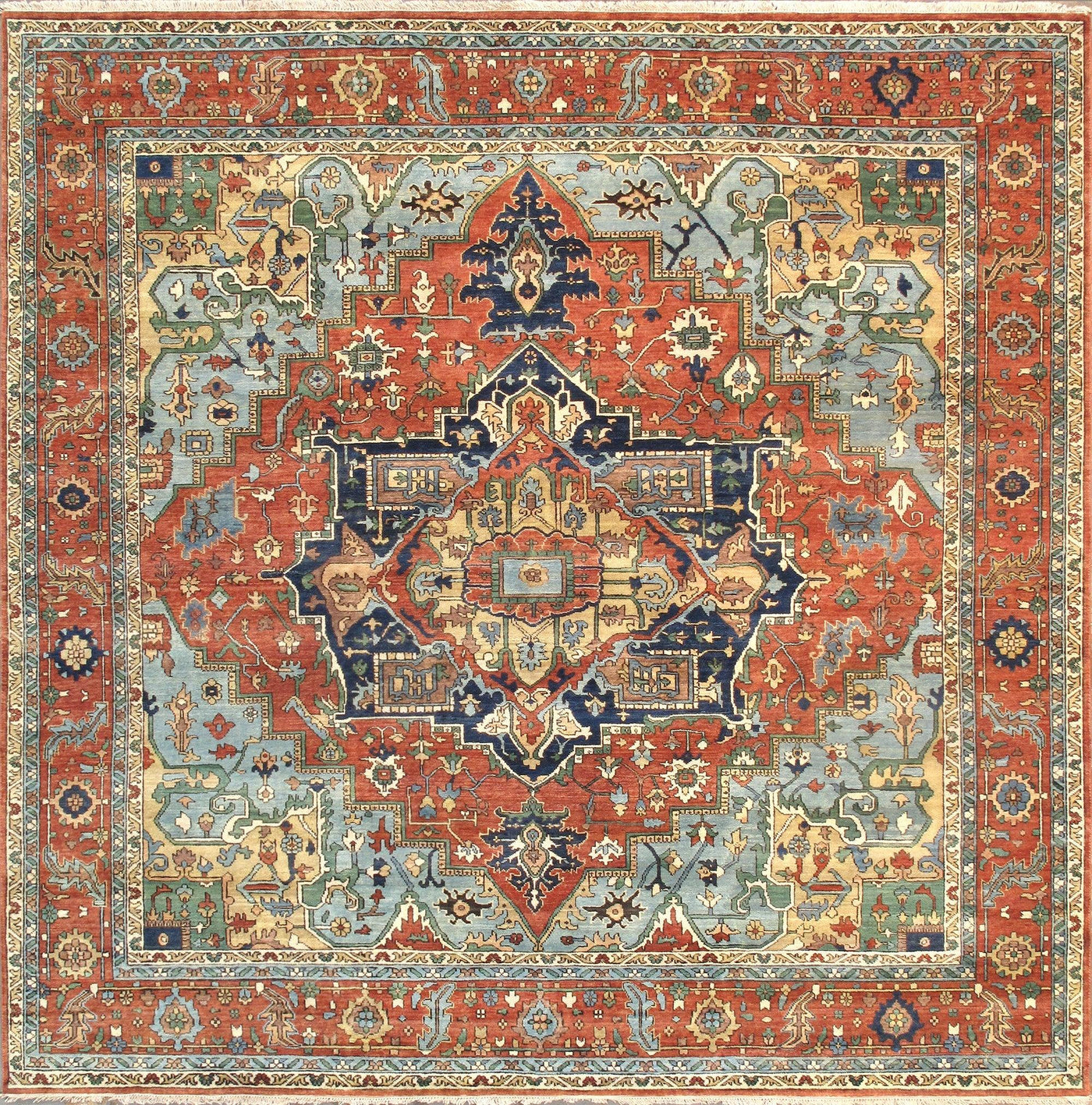 Canvello Serapi Hand-Knotted Rust Wool Area Rug- 5'10" X 6'3"