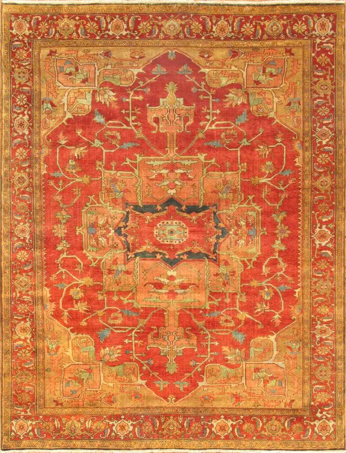 Canvello Serapi Hand - Knotted Rust/Rust Wool Area Rug - 14' x 16' - Canvello