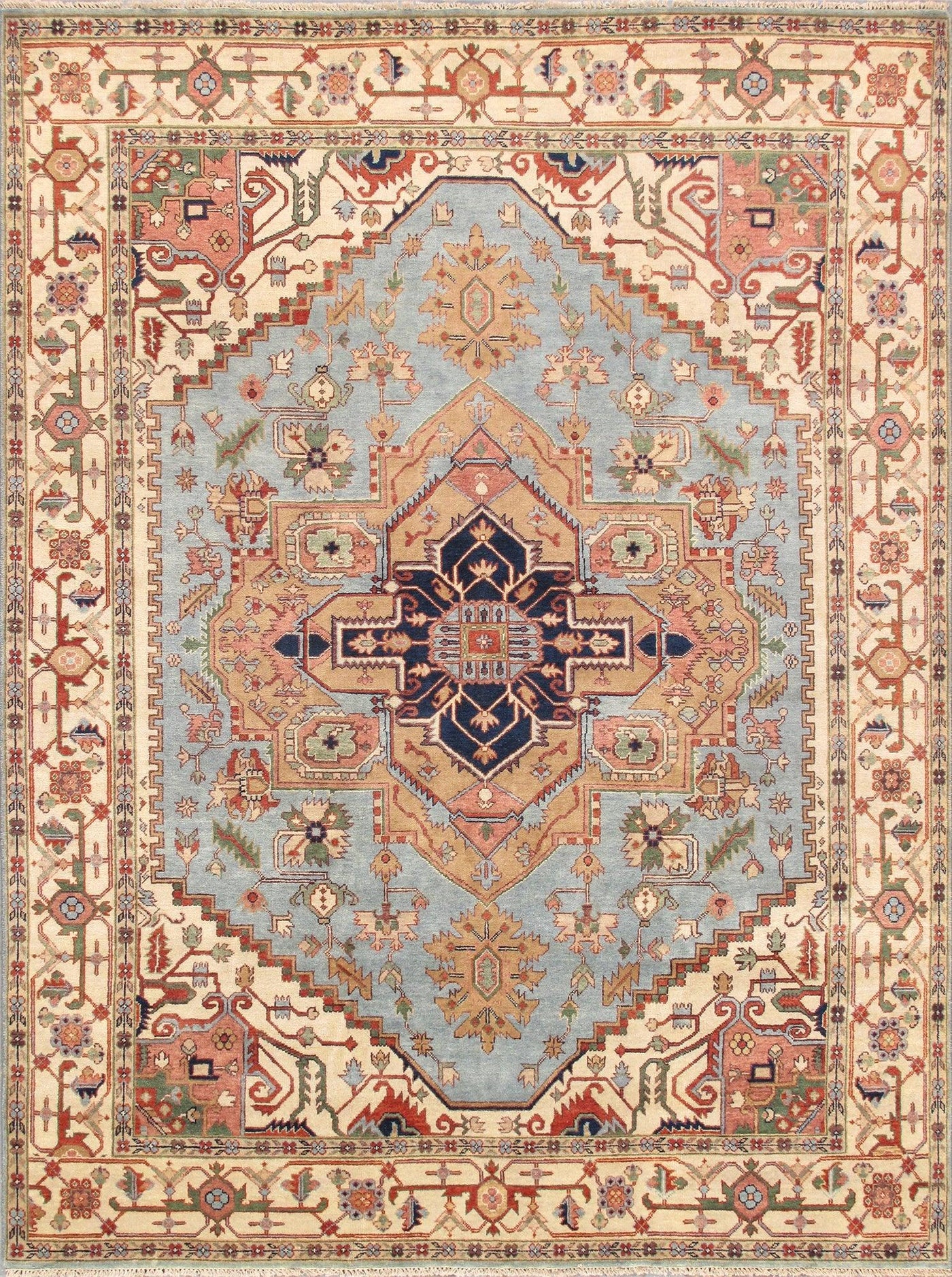 Canvello Serapi Hand - Knotted Wool L.Blue Area Rug - 7'9" X 10'1" - Canvello