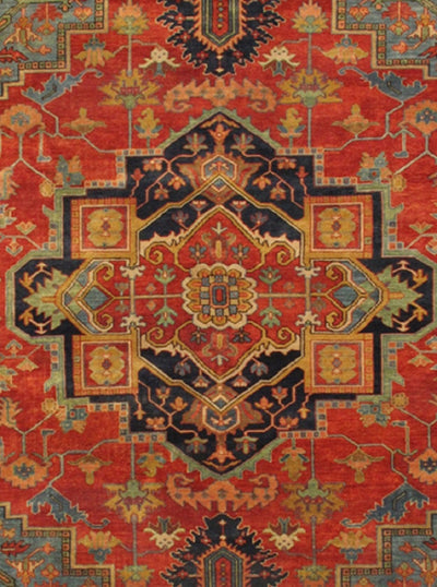 Canvello Serapi Hand - Knotted Wool Rust Area Rug - 13'8" X 13'11" - Canvello