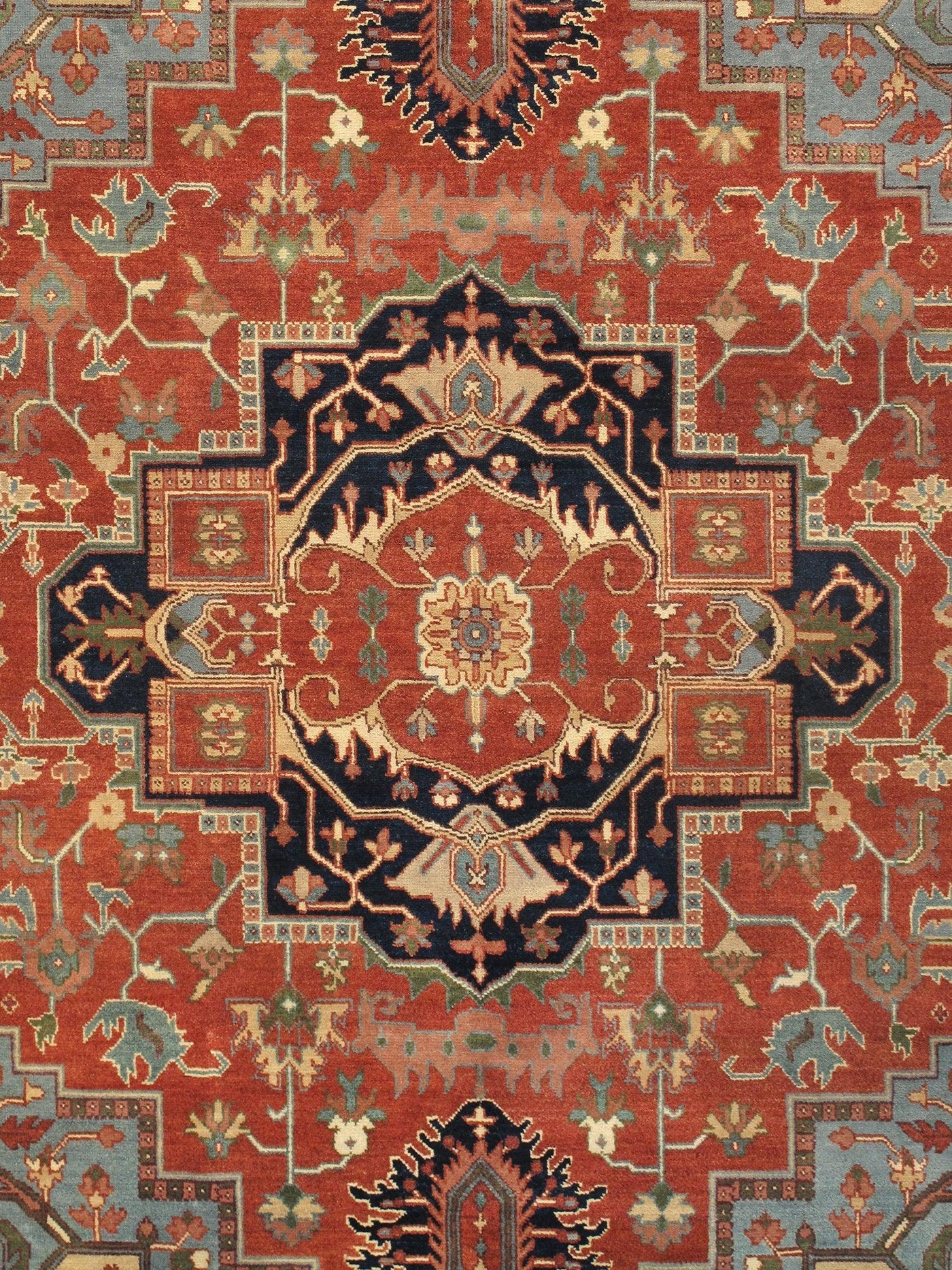 Canvello Serapi Hand-Knotted Wool Rust Area Rug- 9'8" X 9'11"