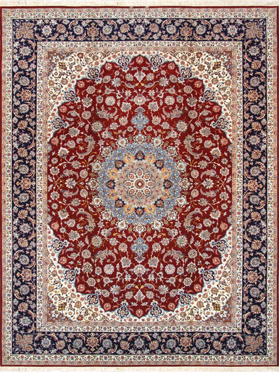 Canvello Silk & Wool Isfahan Red Area Rug - 10' 2" X 13' 3"
