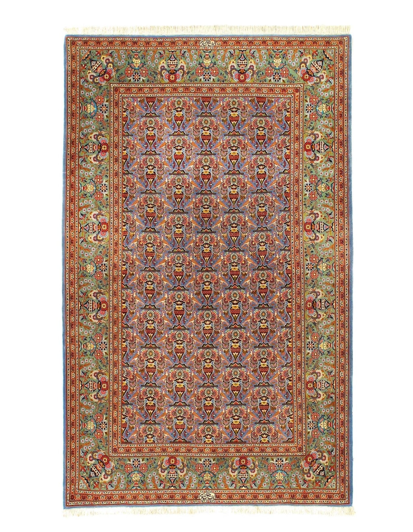 Canvello Silk Kashan Hand Tufted Wool Rug - 4'8'' X 7'7'' - Canvello