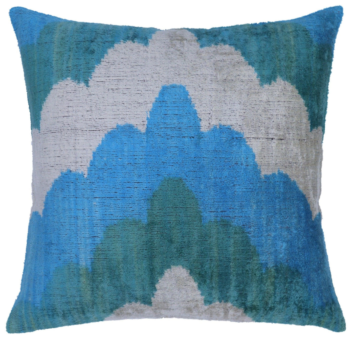 Canvello Silk Velvet Blue Green Throw Pillow - 20x20 in - Canvello