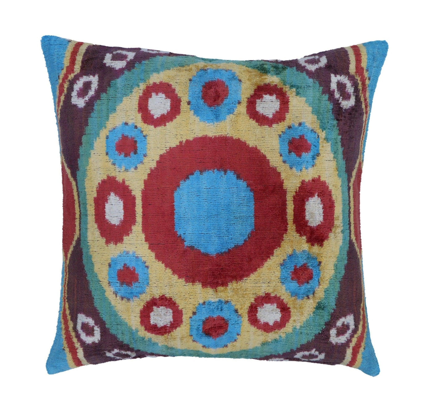 Canvello Silk Velvet Gold Blue Red Pillows - 16x16 in - Canvello