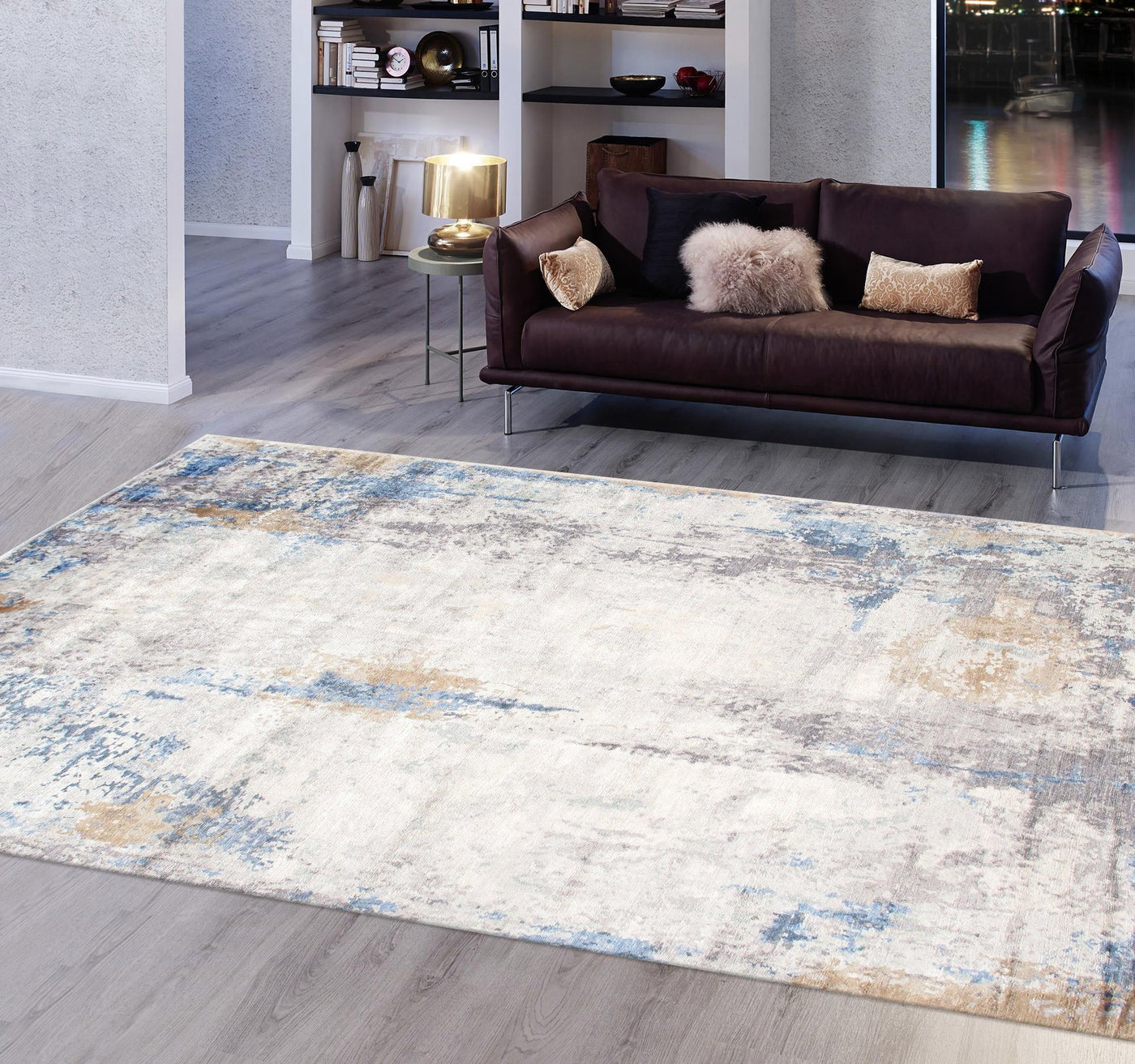 Canvello Silk & Wool Blue Modern Area Rugs - 8' X 10'2" - Canvello