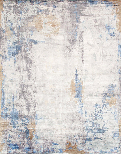 Canvello Silk & Wool Blue Modern Area Rugs - 8' X 10'2" - Canvello