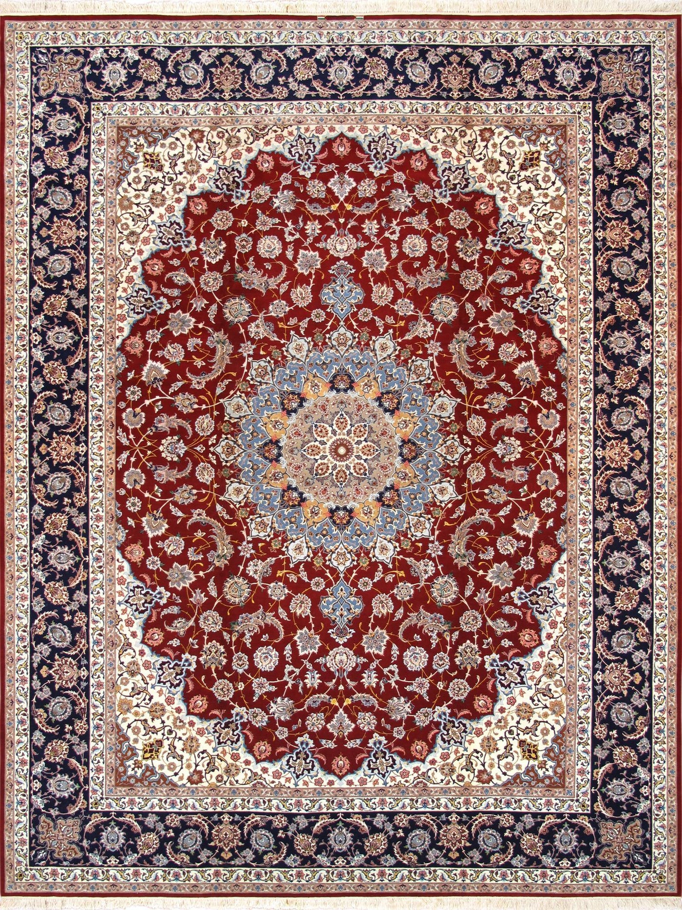 Canvello Silk & Wool Isfahan Red Area Rug - 10' 2" X 13' 3" - Canvello