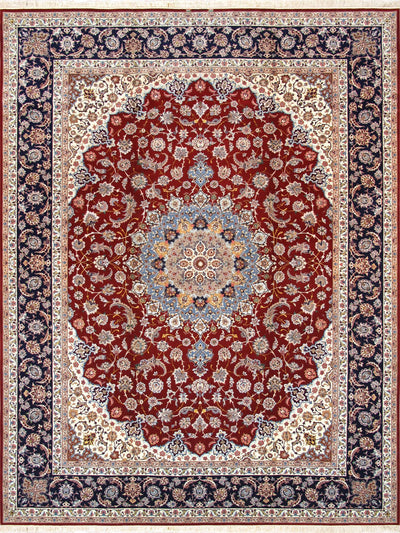 Canvello Silk & Wool Isfahan Red Area Rug - 10' 2" X 13' 3" - Canvello