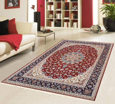 Canvello Silk & Wool Isfahan Red Area Rug - 10' 2" X 13' 3" - Canvello