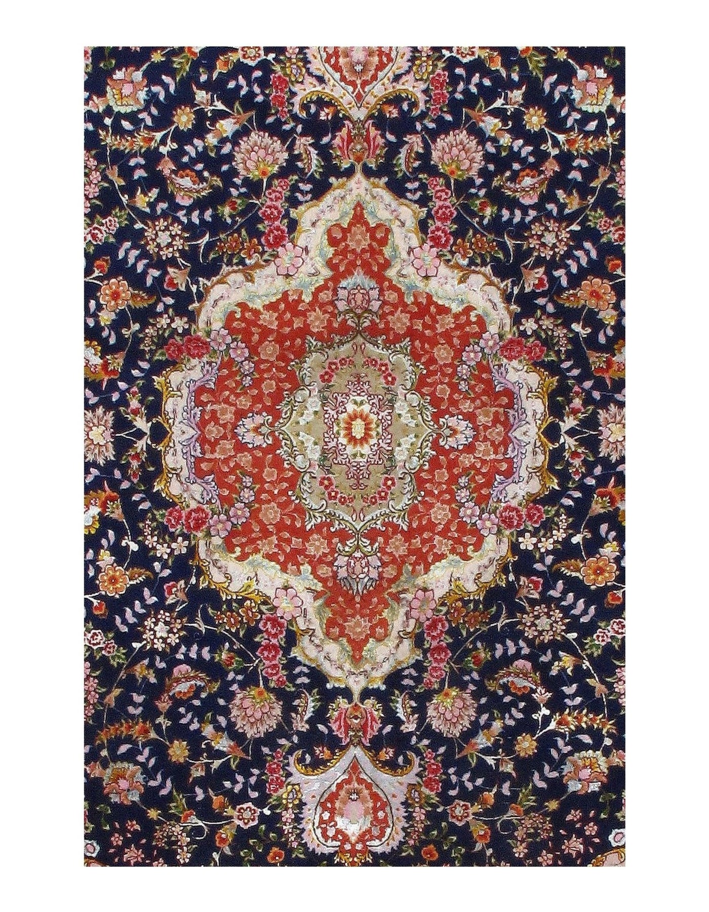 Canvello Silk & Wool Tabriz Modern Blue Rug - 5'3'' X 8' - Canvello