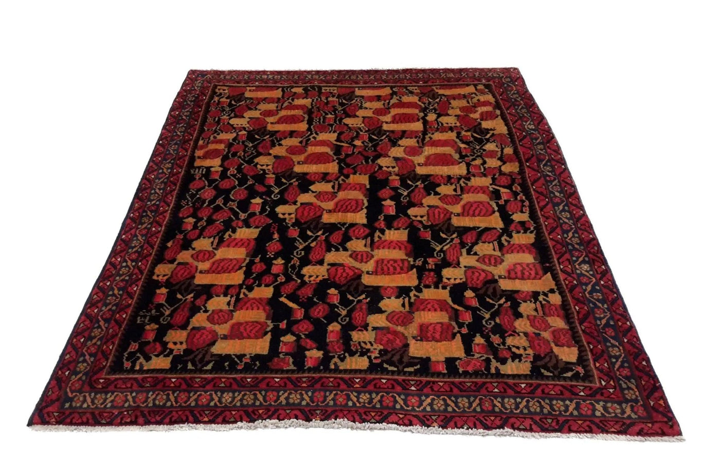 Canvello Silkroad Afshar Red And Black Rugs - 4'11'' X 6'11'' - Canvello