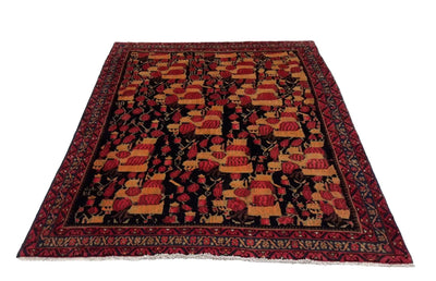 Canvello Silkroad Afshar Red And Black Rugs - 4'11'' X 6'11'' - Canvello