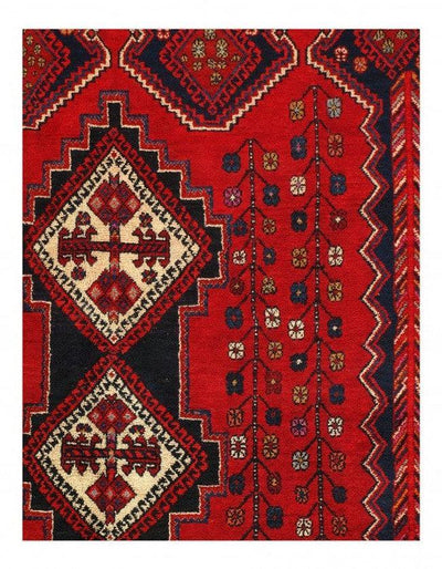 Canvello Silkroad Afshar Red And Blue Oriental Rug - 5' X 6'.2'' - Canvello