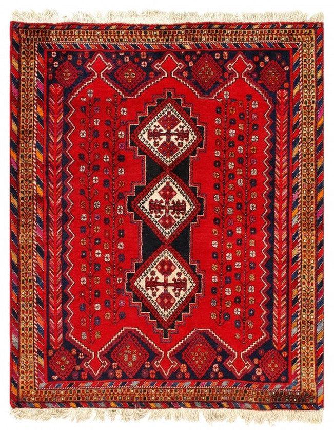 Canvello Silkroad Afshar Red And Blue Oriental Rug - 5' X 6'.2'' - Canvello