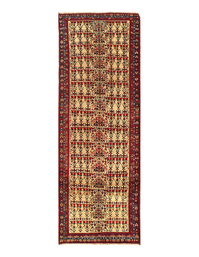 Canvello Persian Antique Afshar Ivory Runner Rug - 3'4'' X 9'9''