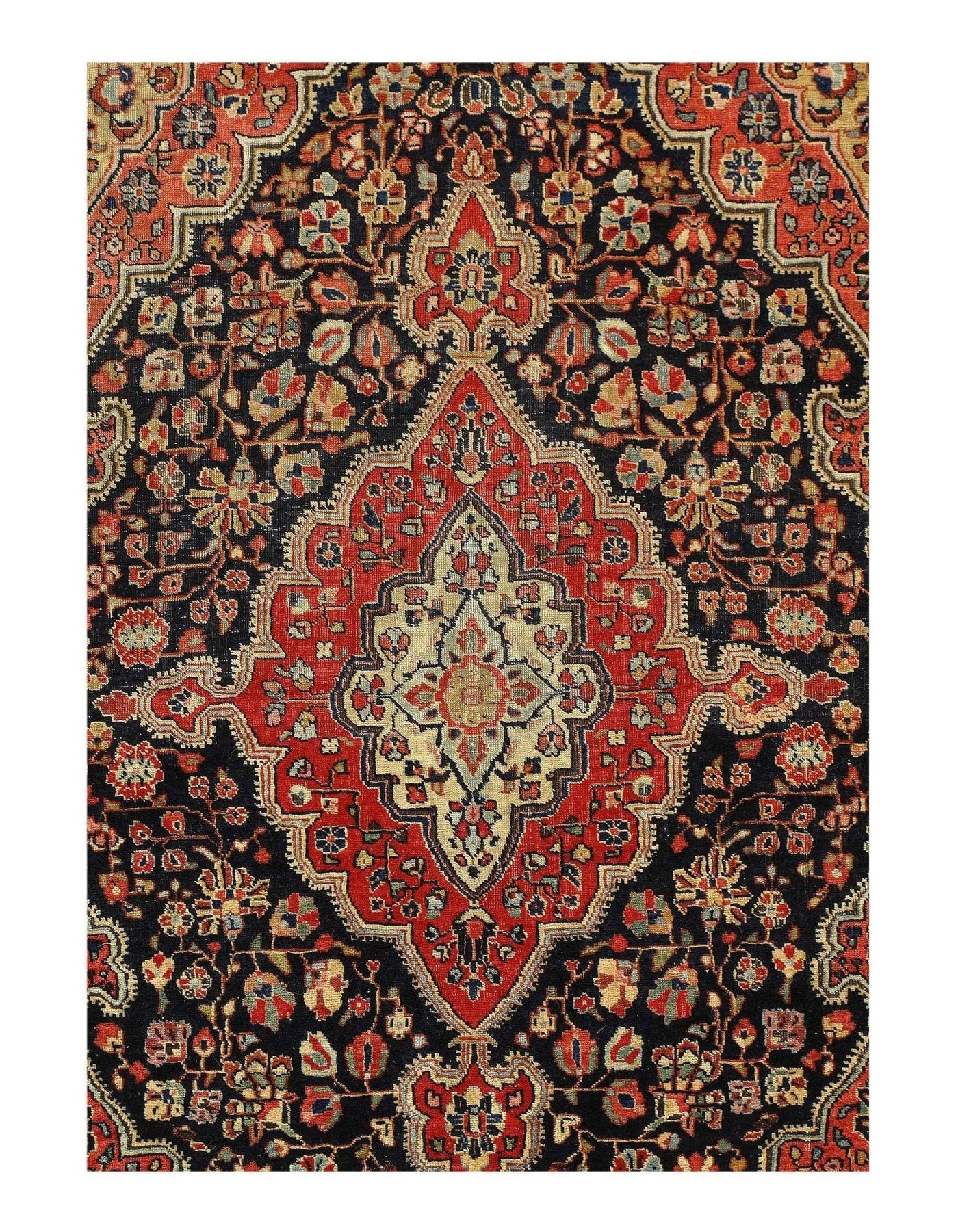 Canvello Silkroad Antique Farahan Navy Rugs - 3'6'' X 5'3'' - Canvello