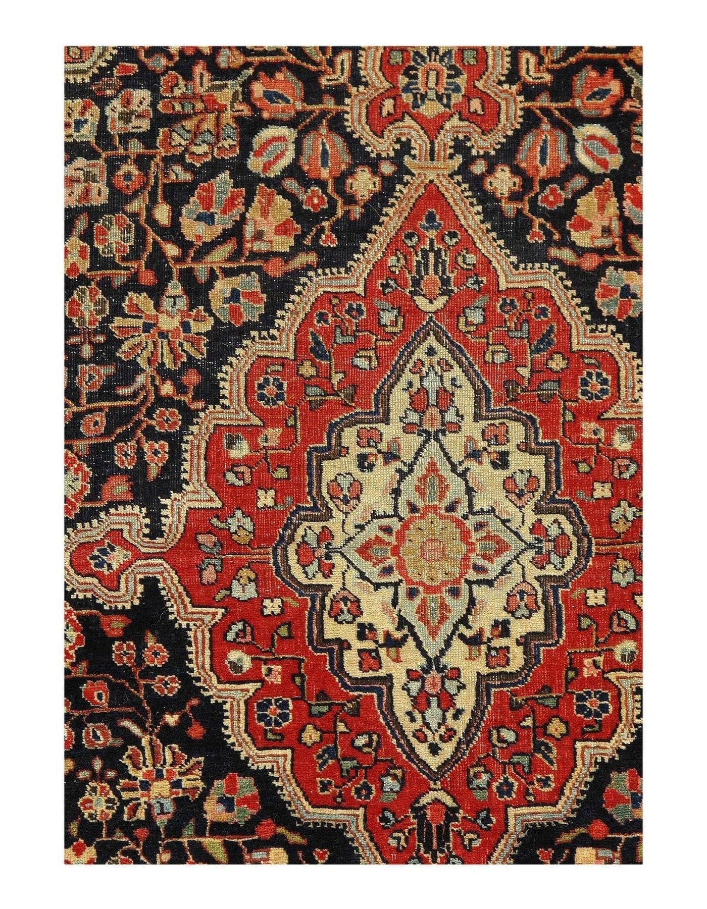 Canvello Silkroad Antique Farahan Navy Rugs - 3'6'' X 5'3'' - Canvello