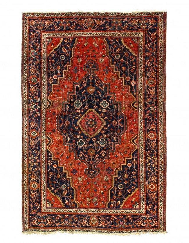 Canvello Persian Antique Farahan Rust And Blue Rug - 4'3'' X 6'8''