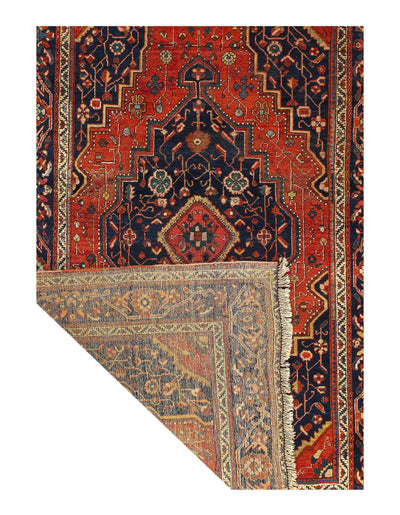 Canvello Persian Antique Farahan Rust And Blue Rug - 4'3'' X 6'8''