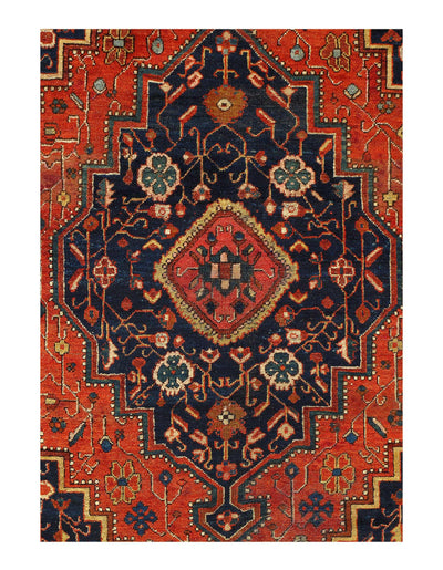 Canvello Persian Antique Farahan Rust And Blue Rug - 4'3'' X 6'8''