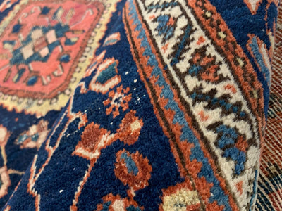 Canvello Persian Antique Farahan Rust And Blue Rug - 4'3'' X 6'8''