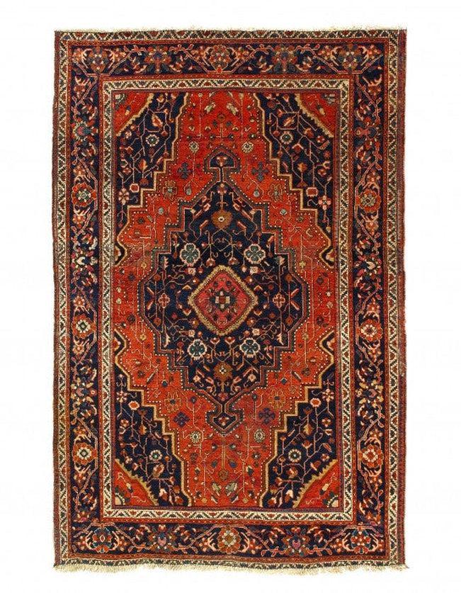 Canvello Silkroad Antique Farahan Rust And Blue Rug - 4'3'' X 6'8'' - Canvello