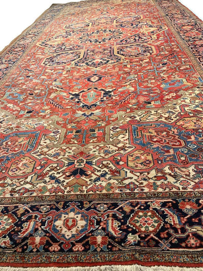 Canvello Persian Antique Hand-Knotted Heriz Rugs - 10'9'' X 22'1''