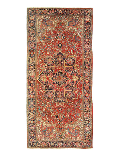 Canvello Persian Antique Hand-Knotted Heriz Rugs - 10'9'' X 22'1''