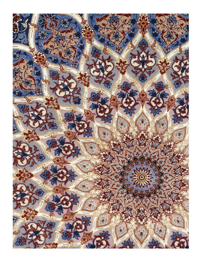 Canvello Silkroad Antique Isfahan Ivory And Blue Rug - 7' x 10' - Canvello