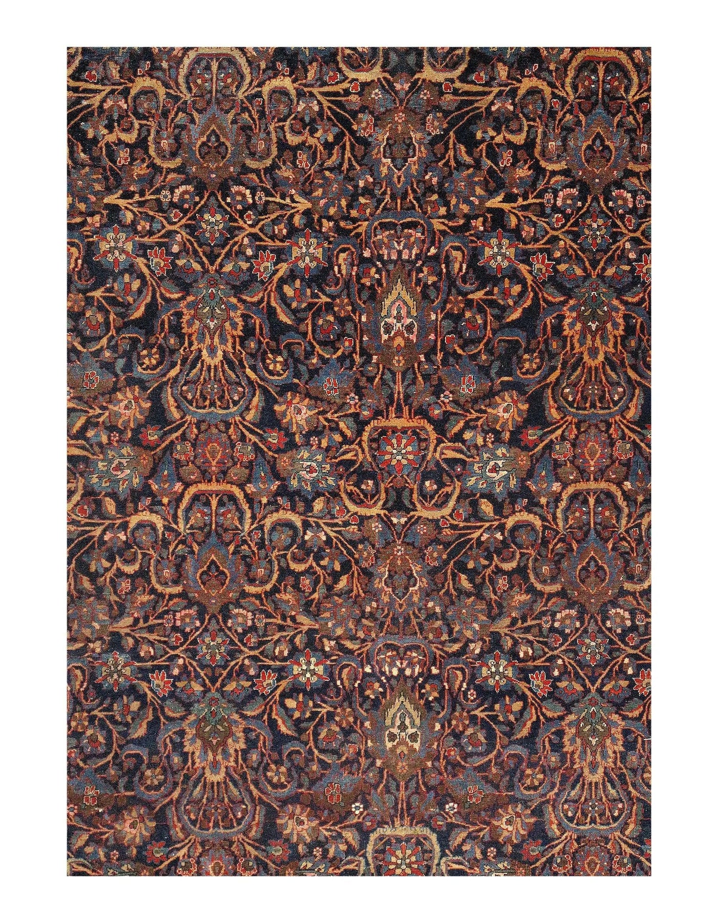 Canvello Persian Antique Kashan Royal Blue Rug - 12' X 18'3''