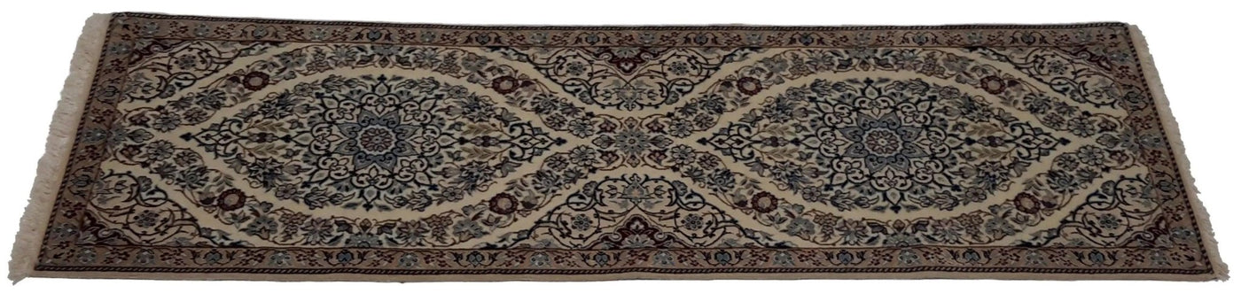 Canvello Silkroad Antique Nain Blue Beige Rug - 2'6'' X 6'4'' - Canvello